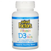Заказать Natural Factors Vitamin D3 for Kids 400 МЕ 100 жев. таб